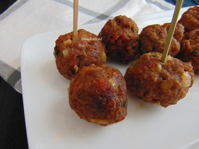 pesto gehaktballetjes van dichtbij