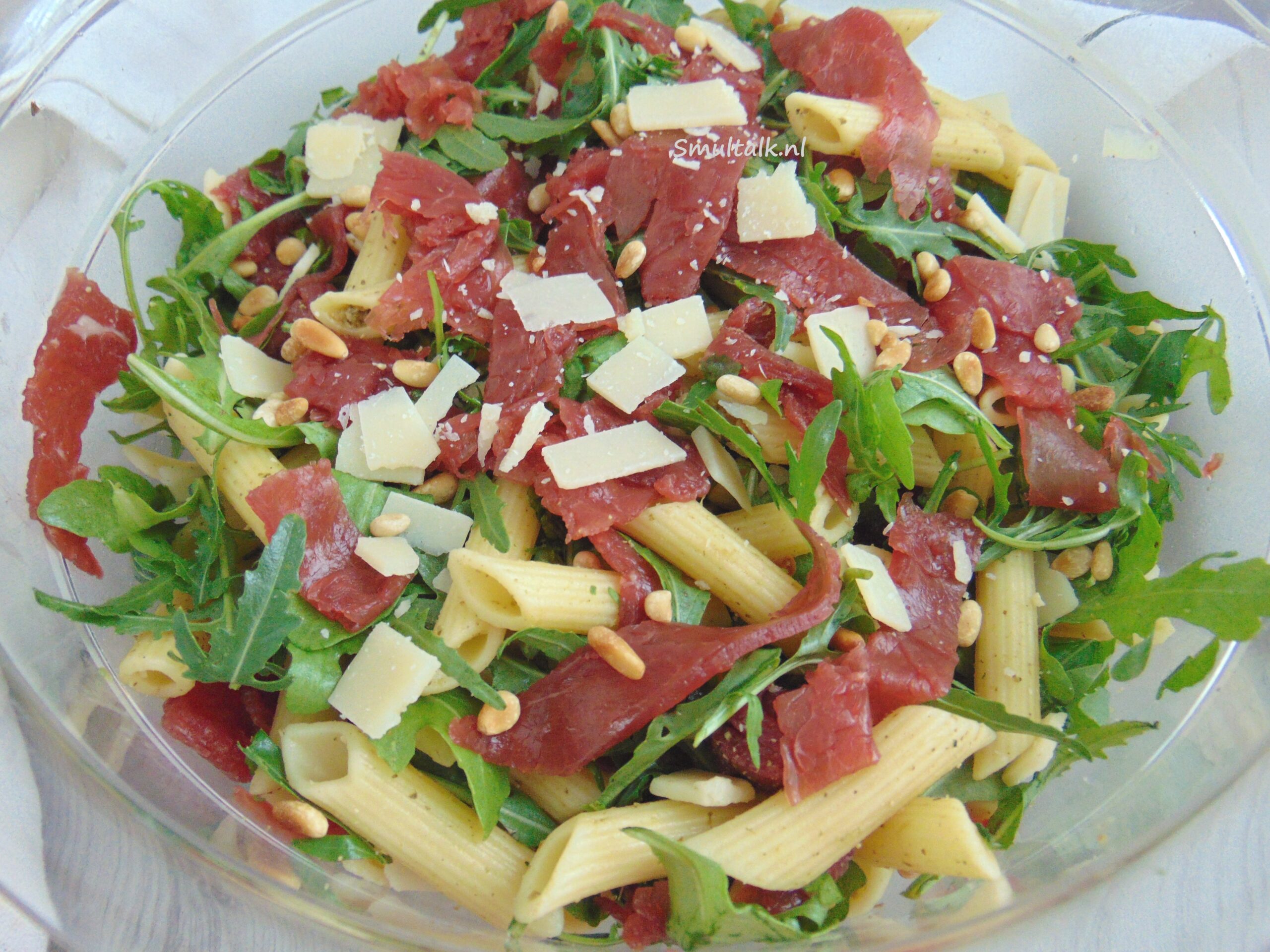 pastasalade met carpaccio en pesto, Pastasalade met carpaccio en pesto, Smultalk